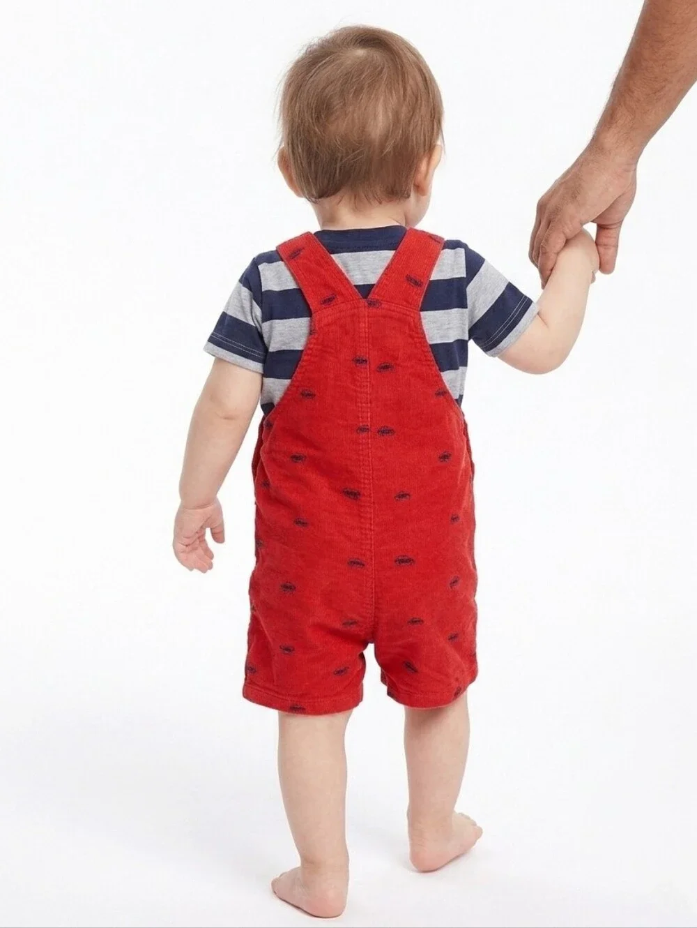 Carter's 2-Piece Baby Red Shortalls Striped & T-Shirt Size 12 Months 100% Cotton